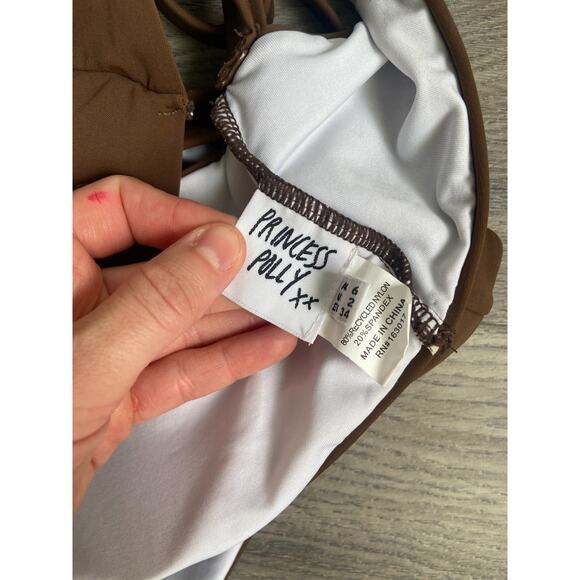 Princess Poly Swimsuit Women's Size 2 Brown Strappy One Piece, Beach, Tropical - Picture 5 of 6